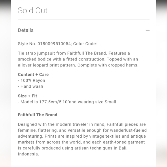 Faithfull The Brand Elsa Leopard Print Jumpsuit, Sz 4 - Picture 12 of 16